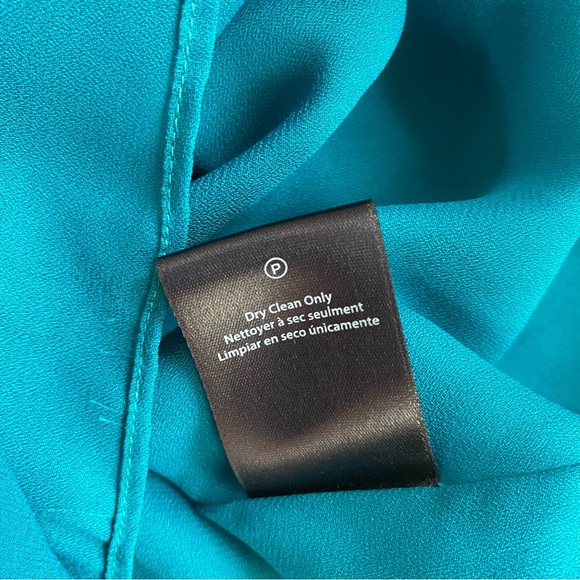 Rachel Zoe Mini Dress, Bow, 100% Silk, Flowy, Button-Down, Teal, Women’s (US M) - Picture 14 of 14